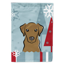 Load image into Gallery viewer, Winter Holiday Chocolate Labrador Flag Canvas House Size BB1730CHF