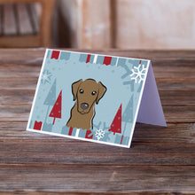 Load image into Gallery viewer, Winter Holiday Chocolate Labrador Greeting Cards -  Blank Note Cards – 8-Pack of Artist-Designed Cards with Envelopes