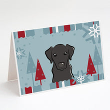 Load image into Gallery viewer, Winter Holiday Black Labrador Greeting Cards -  Blank Note Cards – 8-Pack of Artist-Designed Cards with Envelopes