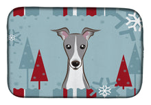 Load image into Gallery viewer, Winter Holiday Italian Greyhound Dish Drying Mat – Absorbent, Artistic Kitchen Essentials BB1732DDM