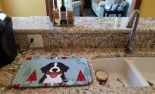 Load image into Gallery viewer, Winter Holiday Bernese Mountain Dog Dish Drying Mat – Absorbent, Artistic Kitchen Essentials BB1733DDM