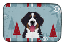 Load image into Gallery viewer, Winter Holiday Bernese Mountain Dog Dish Drying Mat – Absorbent, Artistic Kitchen Essentials BB1733DDM