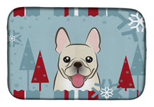 Load image into Gallery viewer, Winter Holiday French Bulldog Dish Drying Mat – Absorbent, Artistic Kitchen Essentials BB1734DDM