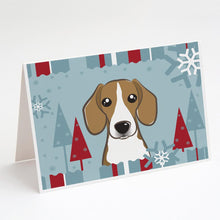Load image into Gallery viewer, Winter Holiday Beagle Greeting Cards -  Blank Note Cards – 8-Pack of Artist-Designed Cards with Envelopes