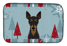 Load image into Gallery viewer, Winter Holiday Min Pin Dish Drying Mat – Absorbent, Artistic Kitchen Essentials BB1736DDM