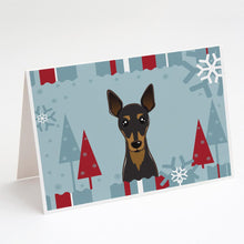 Load image into Gallery viewer, Winter Holiday Min Pin Greeting Cards -  Blank Note Cards – 8-Pack of Artist-Designed Cards with Envelopes