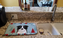 Load image into Gallery viewer, Winter Holiday Border Collie Dish Drying Mat – Absorbent, Artistic Kitchen Essentials BB1737DDM