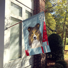 Load image into Gallery viewer, Winter Holiday Sheltie Flag Canvas House Size BB1738CHF