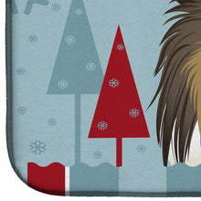 Load image into Gallery viewer, Winter Holiday Sheltie Dish Drying Mat – Absorbent, Artistic Kitchen Essentials BB1738DDM