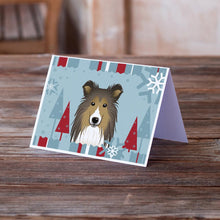 Load image into Gallery viewer, Winter Holiday Sheltie Greeting Cards -  Blank Note Cards – 8-Pack of Artist-Designed Cards with Envelopes