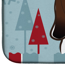 Load image into Gallery viewer, Winter Holiday Basset Hound Dish Drying Mat – Absorbent, Artistic Kitchen Essentials BB1739DDM