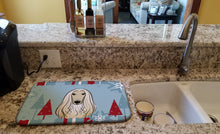 Load image into Gallery viewer, Winter Holiday Afghan Hound Dish Drying Mat – Absorbent, Artistic Kitchen Essentials BB1740DDM