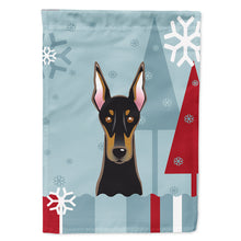 Load image into Gallery viewer, Winter Holiday Doberman Flag Canvas House Size BB1741CHF