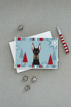 Load image into Gallery viewer, Winter Holiday Doberman Greeting Cards -  Blank Note Cards – 8-Pack of Artist-Designed Cards with Envelopes