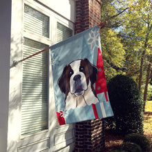 Load image into Gallery viewer, Winter Holiday Saint Bernard Flag Canvas House Size BB1742CHF