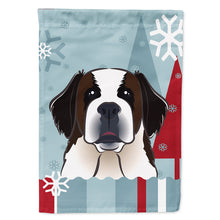 Load image into Gallery viewer, Winter Holiday Saint Bernard Flag Canvas House Size BB1742CHF