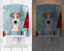 Load image into Gallery viewer, Winter Holiday Wire Haired Fox Terrier Ceramic Night Light BB1743CNL