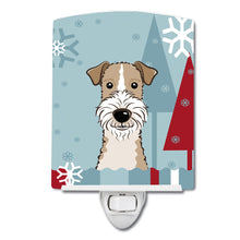 Load image into Gallery viewer, Winter Holiday Wire Haired Fox Terrier Ceramic Night Light BB1743CNL