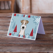 Load image into Gallery viewer, Winter Holiday Wire Haired Fox Terrier Greeting Cards -  Blank Note Cards – 8-Pack of Artist-Designed Cards with Envelopes