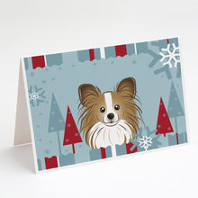 Load image into Gallery viewer, Winter Holiday Papillon Greeting Cards -  Blank Note Cards – 8-Pack of Artist-Designed Cards with Envelopes