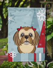 Load image into Gallery viewer, Winter Holiday Chocolate Brown Shih Tzu Garden Flag – Decorative Outdoor Yard Flag BB1745GF