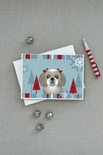 Load image into Gallery viewer, Winter Holiday Gray Silver Shih Tzu Greeting Cards -  Blank Note Cards – 8-Pack of Artist-Designed Cards with Envelopes