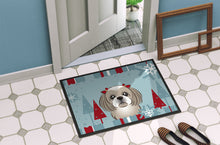 Load image into Gallery viewer, Winter Holiday Gray Silver Shih Tzu Doormat - 24x36 Decorative Floor Mat – Indoor/Outdoor Rug with Artistic Flair BB1746JMAT