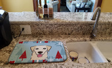 Load image into Gallery viewer, Winter Holiday Golden Retriever Dish Drying Mat – Absorbent, Artistic Kitchen Essentials BB1748DDM