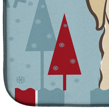 Load image into Gallery viewer, Winter Holiday Golden Retriever Dish Drying Mat – Absorbent, Artistic Kitchen Essentials BB1748DDM