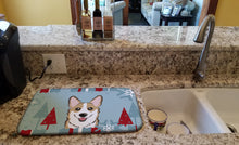 Load image into Gallery viewer, Winter Holiday Sable Corgi Dish Drying Mat – Absorbent, Artistic Kitchen Essentials BB1749DDM