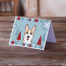 Load image into Gallery viewer, Winter Holiday Sable Corgi Greeting Cards -  Blank Note Cards – 8-Pack of Artist-Designed Cards with Envelopes