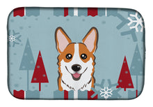 Load image into Gallery viewer, Winter Holiday Red Corgi Dish Drying Mat – Absorbent, Artistic Kitchen Essentials BB1750DDM