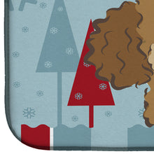 Load image into Gallery viewer, Winter Holiday Chocolate Brown Poodle Dish Drying Mat – Absorbent, Artistic Kitchen Essentials BB1752DDM
