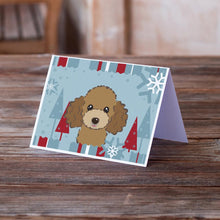 Load image into Gallery viewer, Winter Holiday Chocolate Brown Poodle Greeting Cards -  Blank Note Cards – 8-Pack of Artist-Designed Cards with Envelopes