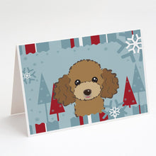 Load image into Gallery viewer, Winter Holiday Chocolate Brown Poodle Greeting Cards -  Blank Note Cards – 8-Pack of Artist-Designed Cards with Envelopes