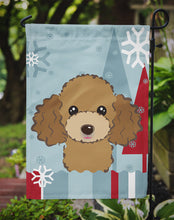 Load image into Gallery viewer, Winter Holiday Chocolate Brown Poodle Garden Flag – Decorative Outdoor Yard Flag BB1752GF