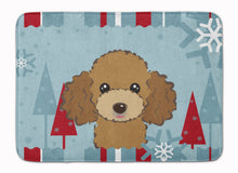 Load image into Gallery viewer, Winter Holiday Chocolate Brown Poodle Machine Washable Memory Foam Mat BB1752RUG