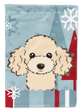 Load image into Gallery viewer, Winter Holiday Buff Poodle Flag Canvas House Size BB1754CHF