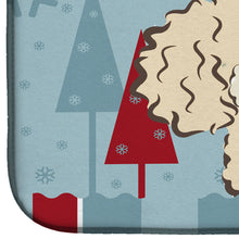 Load image into Gallery viewer, Winter Holiday Buff Poodle Dish Drying Mat – Absorbent, Artistic Kitchen Essentials BB1754DDM