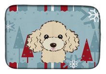 Load image into Gallery viewer, Winter Holiday Buff Poodle Dish Drying Mat – Absorbent, Artistic Kitchen Essentials BB1754DDM