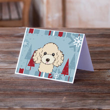 Load image into Gallery viewer, Winter Holiday Buff Poodle Greeting Cards -  Blank Note Cards – 8-Pack of Artist-Designed Cards with Envelopes