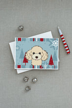Load image into Gallery viewer, Winter Holiday Buff Poodle Greeting Cards -  Blank Note Cards – 8-Pack of Artist-Designed Cards with Envelopes