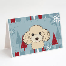 Load image into Gallery viewer, Winter Holiday Buff Poodle Greeting Cards -  Blank Note Cards – 8-Pack of Artist-Designed Cards with Envelopes