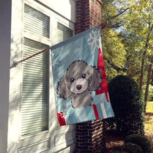 Load image into Gallery viewer, Winter Holiday Silver Gray Poodle Flag Canvas House Size BB1755CHF