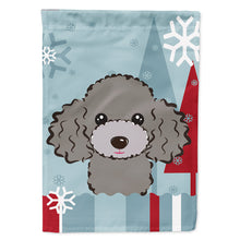 Load image into Gallery viewer, Winter Holiday Silver Gray Poodle Flag Canvas House Size BB1755CHF