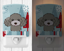 Load image into Gallery viewer, Winter Holiday Silver Gray Poodle Ceramic Night Light BB1755CNL