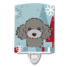 Load image into Gallery viewer, Winter Holiday Silver Gray Poodle Ceramic Night Light BB1755CNL