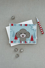 Load image into Gallery viewer, Winter Holiday Silver Gray Poodle Greeting Cards -  Blank Note Cards – 8-Pack of Artist-Designed Cards with Envelopes