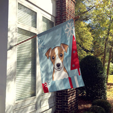 Load image into Gallery viewer, Winter Holiday Jack Russell Terrier Flag Canvas House Size BB1756CHF