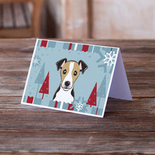 Load image into Gallery viewer, Winter Holiday Jack Russell Terrier Greeting Cards -  Blank Note Cards – 8-Pack of Artist-Designed Cards with Envelopes